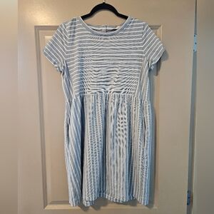 LOFT Womens Dress in Blue and White Stripes Medium